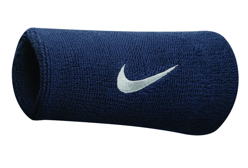 Nike Swoosh Doublewide Wristbands 2 Pk Obsidian/White Osfm