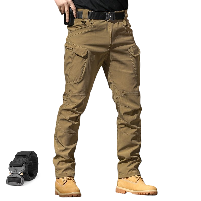 Tactical Cargo Pants For Men Hiking Joggers For Men - Khaki +Tactical Belt