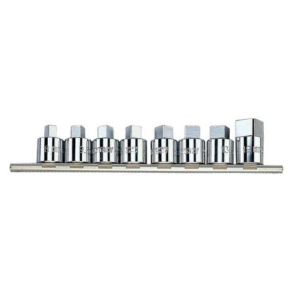 Square Socket Set on a Rail - 1/2" x 8-19mm - 8 Piece