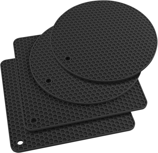 4 Pack Silicone Heat Resistant Mats, Non Slip Hot Pads for Kitchen