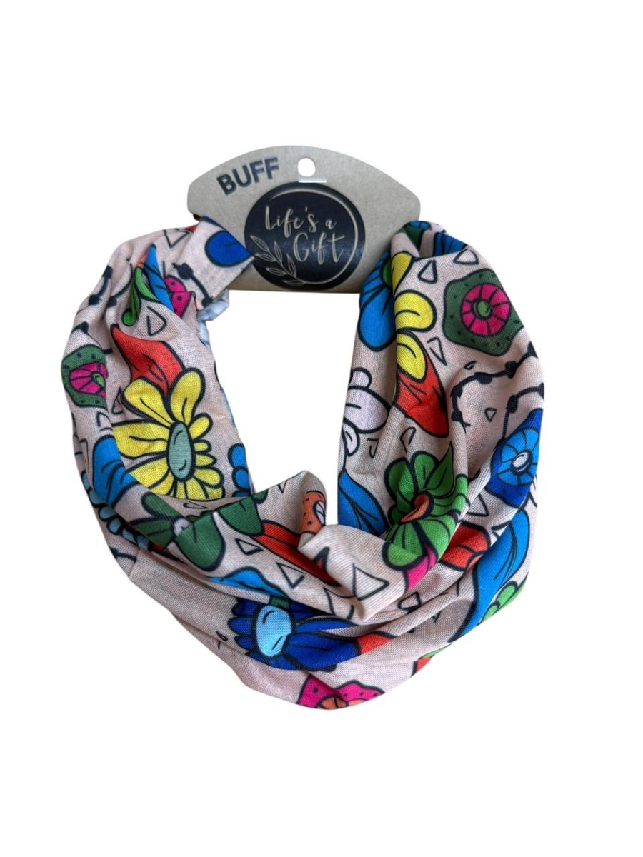 Neck Gaiter - Colourful Hand-Drawn Flowers