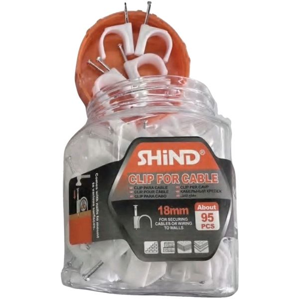 Shind 18mm White Plastic Cable Clips For Cable Organization - Pack of 95