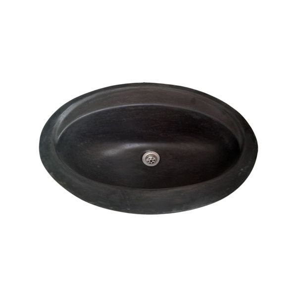 Black Bespoke Oval Drop in Concrete Basin 61 x 47 x 18cm