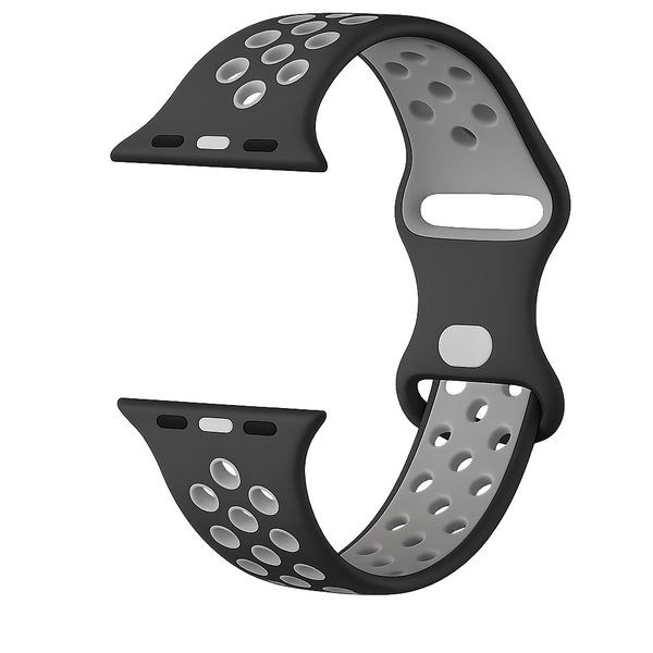 Black/Grey Airy Silicone Watch Band Compatible with Apple- 42/44/45/49mm