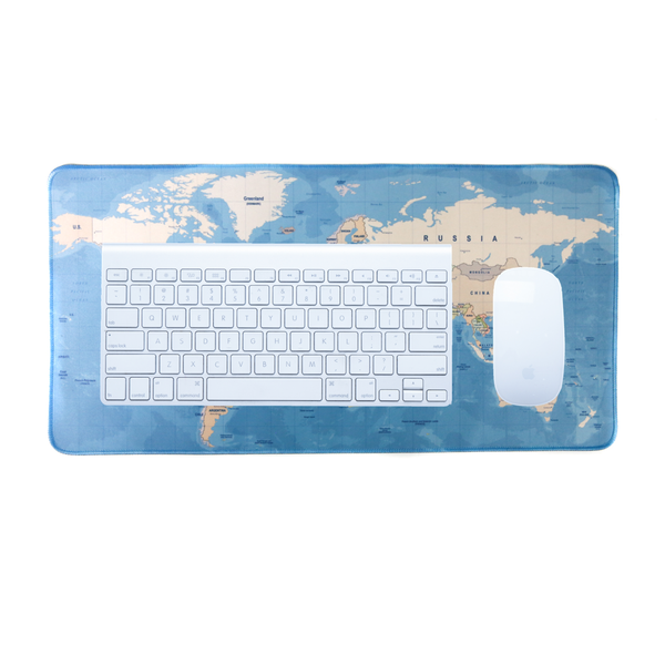 Neoprene Desk Mat - World Map - Non-Slip Surface for Keyboard or Laptop