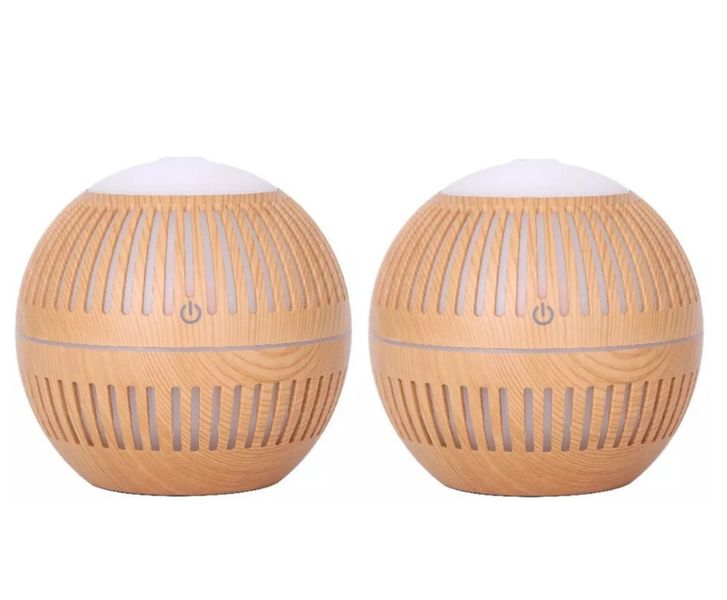 1 x Lilhe Pack of 2 Lead Light Aroma Humidifier Essential Oil- Light Brown