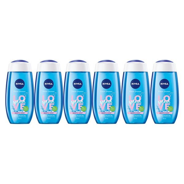 NIVEA Love Splash Shower Gel Body Wash with Vitamins C and E, 6x250ml