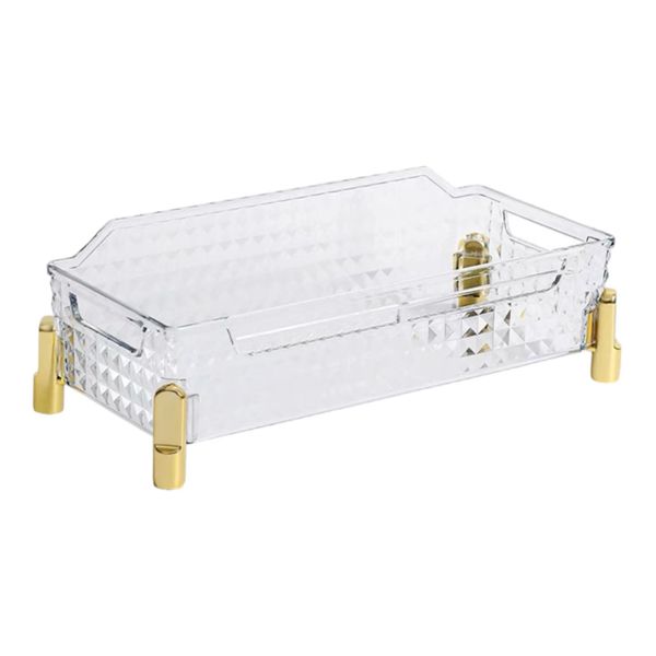 Modern Clear Desktop Storage Organizer Diamond Pattern Cosmetic Organizer