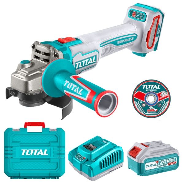 Total Tools - Lithium-ion Angle Grinder - 115mm with 4Ah Battery &amp; Charger