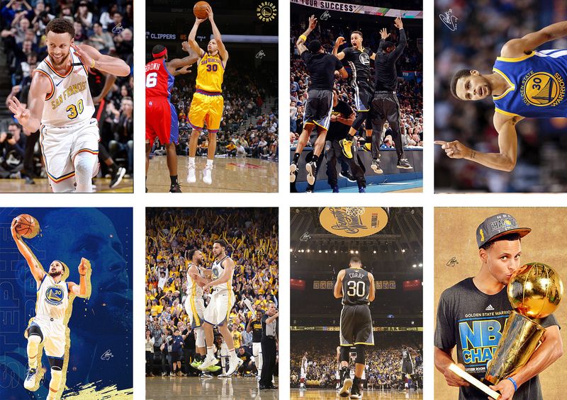 8 Pieces NBA Stephen Curry Posters Frameless 11.5x16.5 Inch