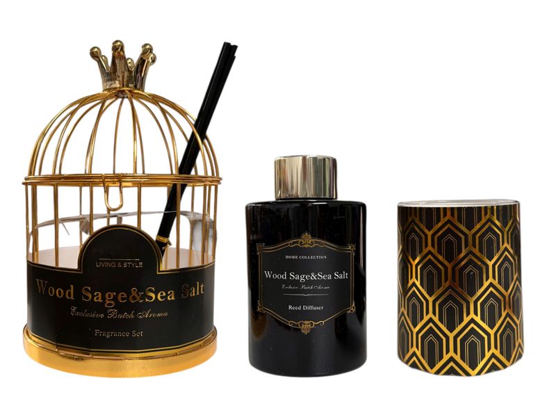 4 Pieces Luxury Wood Sage Exclusive Aroma Diffuser Fragrance Gift Set