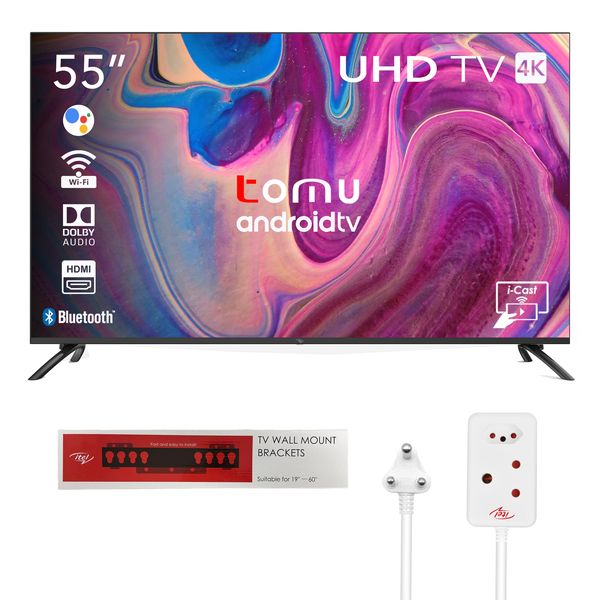 itel - 55" 4K Android TV - TV Wall Mount and 5m Extension