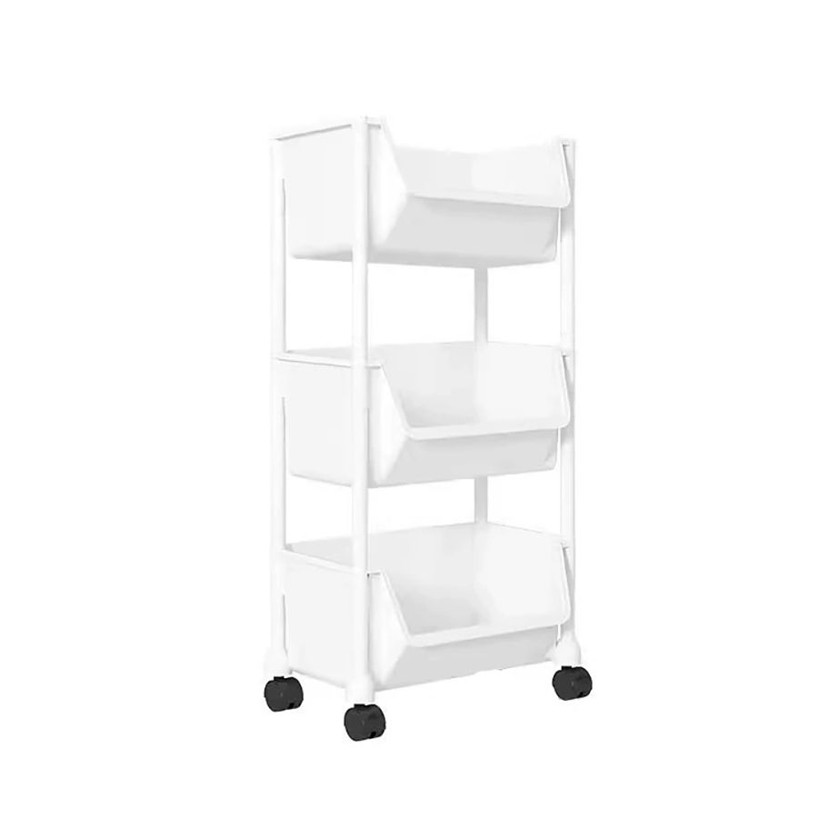 Plastic Organizer Rack With Wheels Storage Rack Folding Trolley