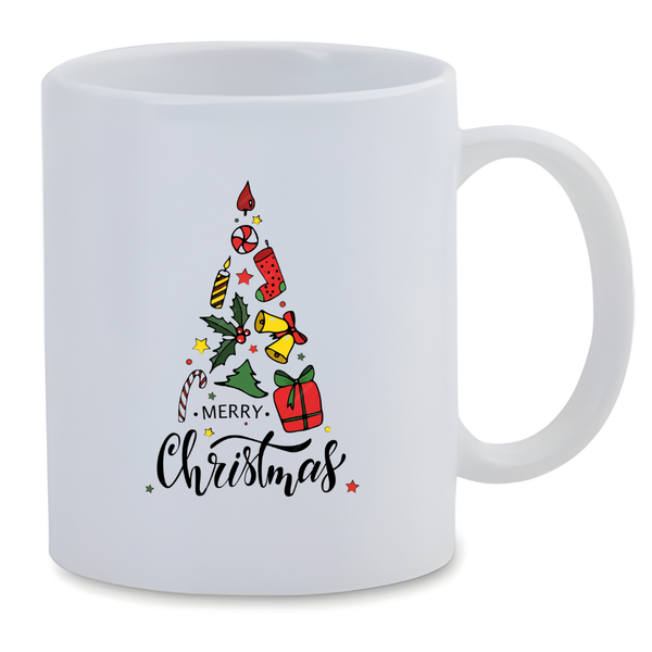 White Ceramic Mug 350ml - Merry Christmas Tree