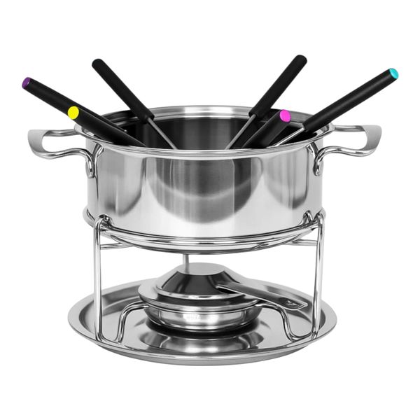Fondue Set Stainless Steel Burner &amp; 6 Forks