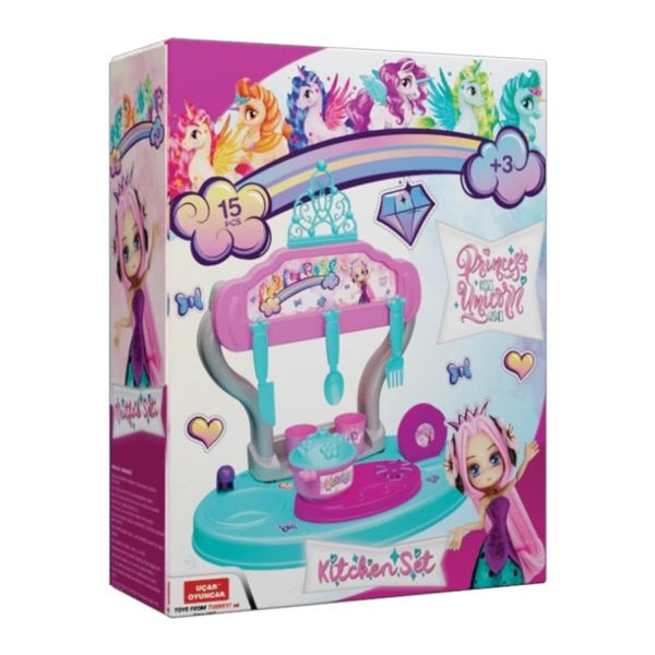 Princess &amp; Unicorn Desktop Kitchen Set 15 Pieces 40 cm