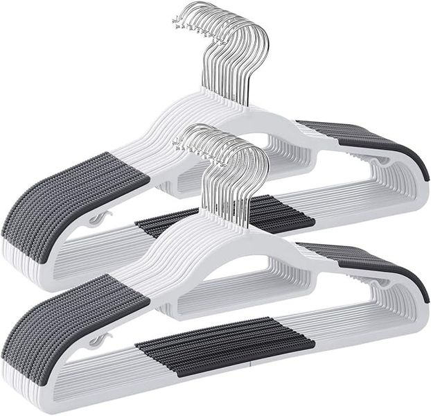 Plastic Grey and Black Clothes Hangers - Pack of 30