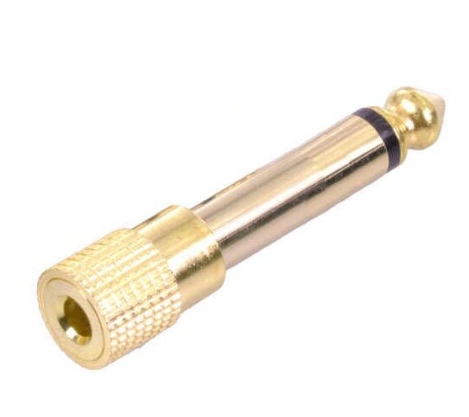 Mono Headphone Adaptor 3.5mm Mono Female to 6.35mm Mono Male Gold