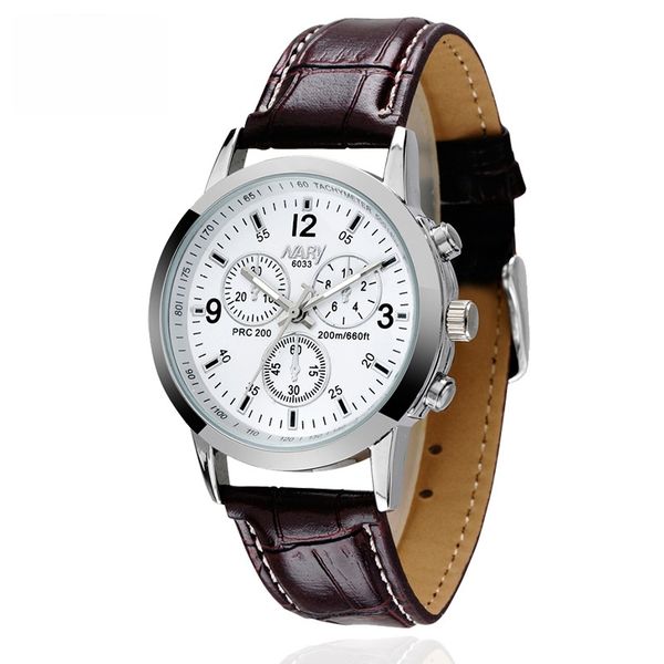NARY Mens Leather Quartz Watch Multi-Dial Waterproof Men Watches for Men