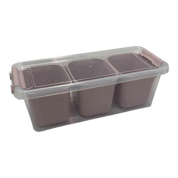 Container 1.8L 11.3x27.3x9cm 3 Compartment Grand Organiser Bpa Free