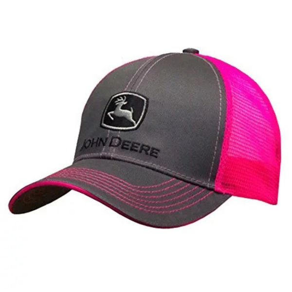 John Deere Charcoal and Neon Pink Mesh Cap - Adult
