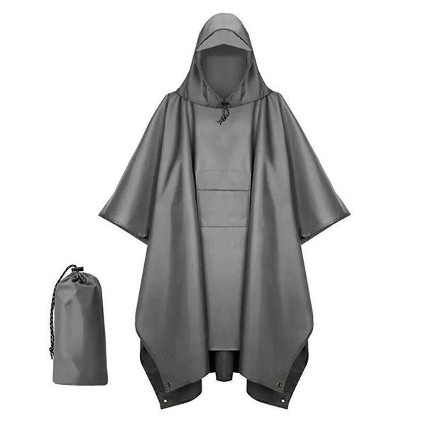 Adult Rain Poncho with Hood, Big and Tall Rain Poncho for Camping, Outdoors