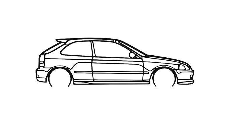 Honda Civic VTEC Laser Cut Wall Art - Powder Coated Satin Black