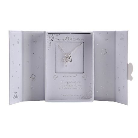 Equilibrium Silver Plated 21st Birthday Pendant Necklace -Diamante Keepsake Image