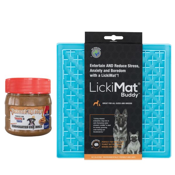 Lickimat Classic Turquoise Buddy plus Pets Elite Peanut Butter Spread