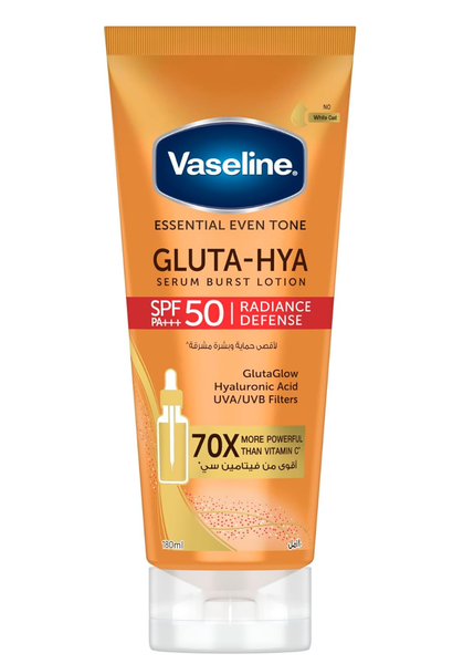 Vaseline Gluta-Hya Serum Burst Lotion, Radiance Defense, SPF 50, 180ml