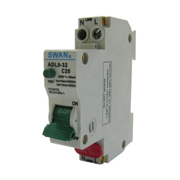 Single Slot Earth Leakage overload DIN 1P+N 10A 4.5KA