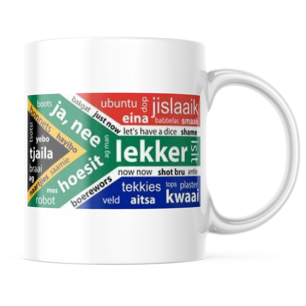 Ceramic Hoesit Lekker Kwaai Tekkies Tjaila Mug - White - 11 OZ