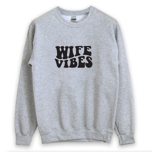 Wife Vibes Regular Fit Grey Sweater