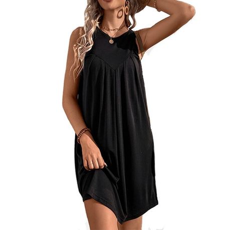Women Summer Sleeveless Mini Dress Ruggle Casual Loose Flowy Beach Sundress Image