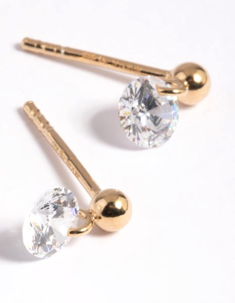 Gold Plated Sterling Silver Diamante Stud Earrings 4mm
