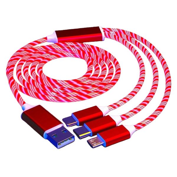 3-in-1 Glowing LED Phone Cable Compatible with iPhone Samsung Xiaomi