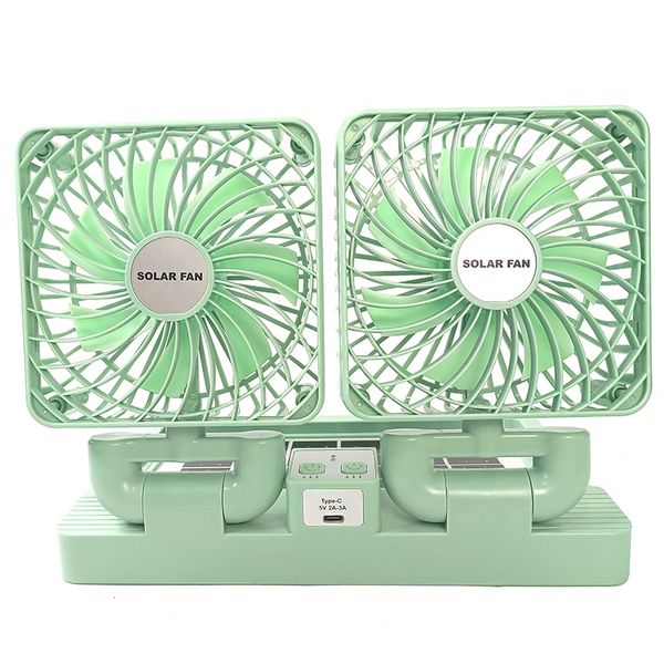 Dual Head Solar-Powered USB Mini Car Cooling Fan