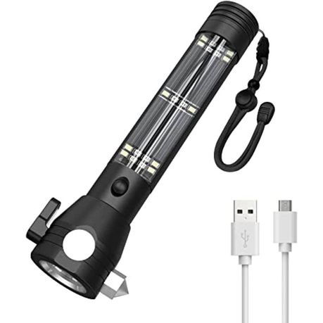 Solar Powered Flashlights Multi-functional Rechargeable USB LED Torchlight Image