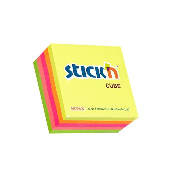 Stick 'n Neon Cubes Assorted 76x76mm - 400 sheets per pad - Box of 12