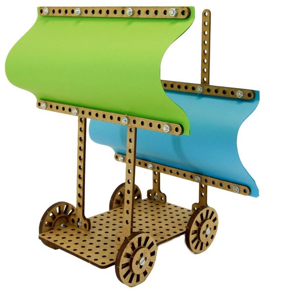 Brain Boltz - Bolted Structural Kits - Wind Powered Car - Do it Yourself - 90 Pieces