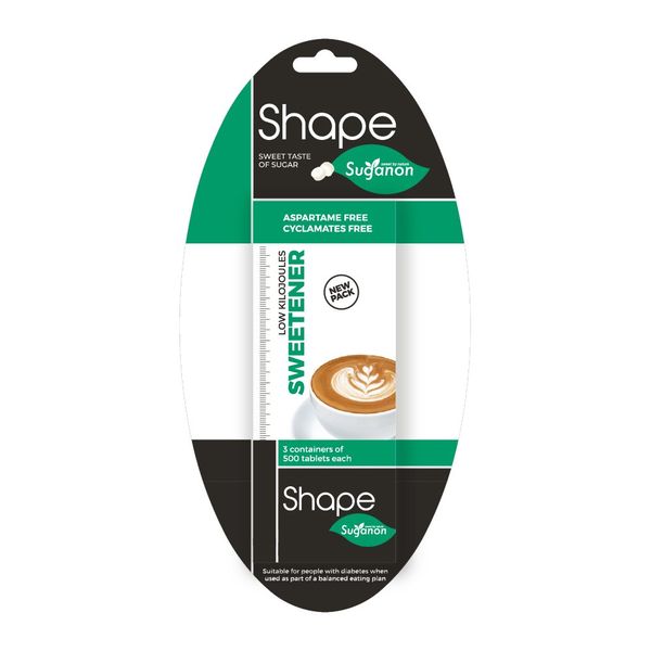 Shape-Suganon Low Kilojoule Sweetener Tablets 3 x 500 Each