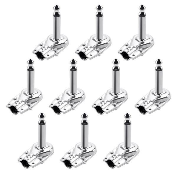 10 Pieces 90 Degree Right Angle 6 35 Mm Mono 2 Pole Jack Plug Silver