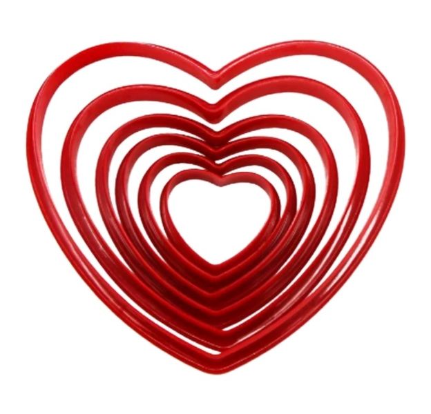 6 Piece Heart Cookie Cutter Set For Sandwiches And Pastries