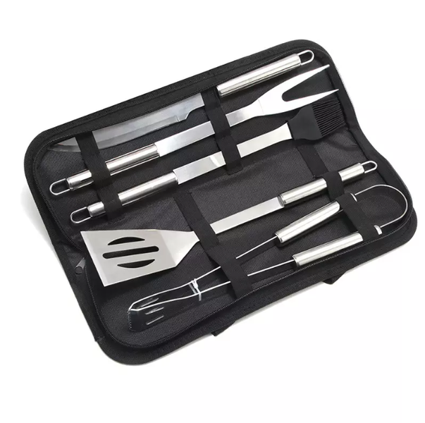 6 Piece Stainless Steel Accessories Barbecue Tool Set with Storage Bag