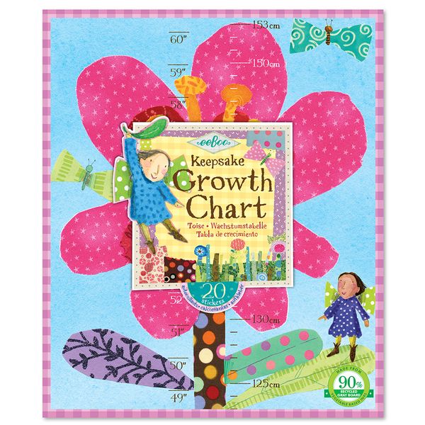 eeBoo Hot Pink Flower Growth Chart