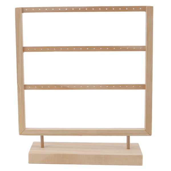 3-Layer Natural Wooden Earring Stand, Hanging Jewelry Storage Display