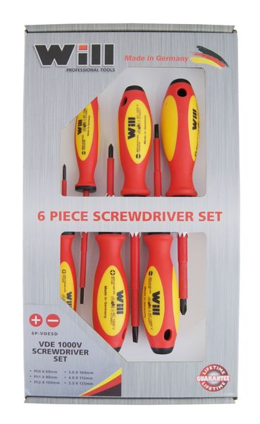 Will 6 Piece VDE (1000V) Electricians Screwdriver Set