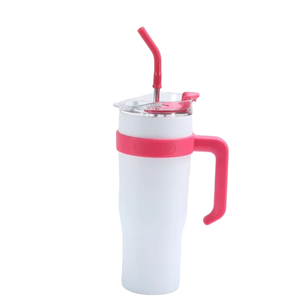 Vacuum Metal Cup Stainless Travel Mug 1 Litre Insulated Handle Tumbler.