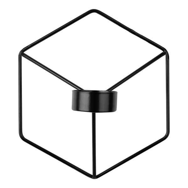 Nordic Black Geometric Metal Wall Candle Holder image