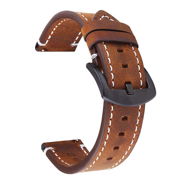 Retro Leather Watch Strap Compatible With Fossil / Garmin / Huawei - 22mm